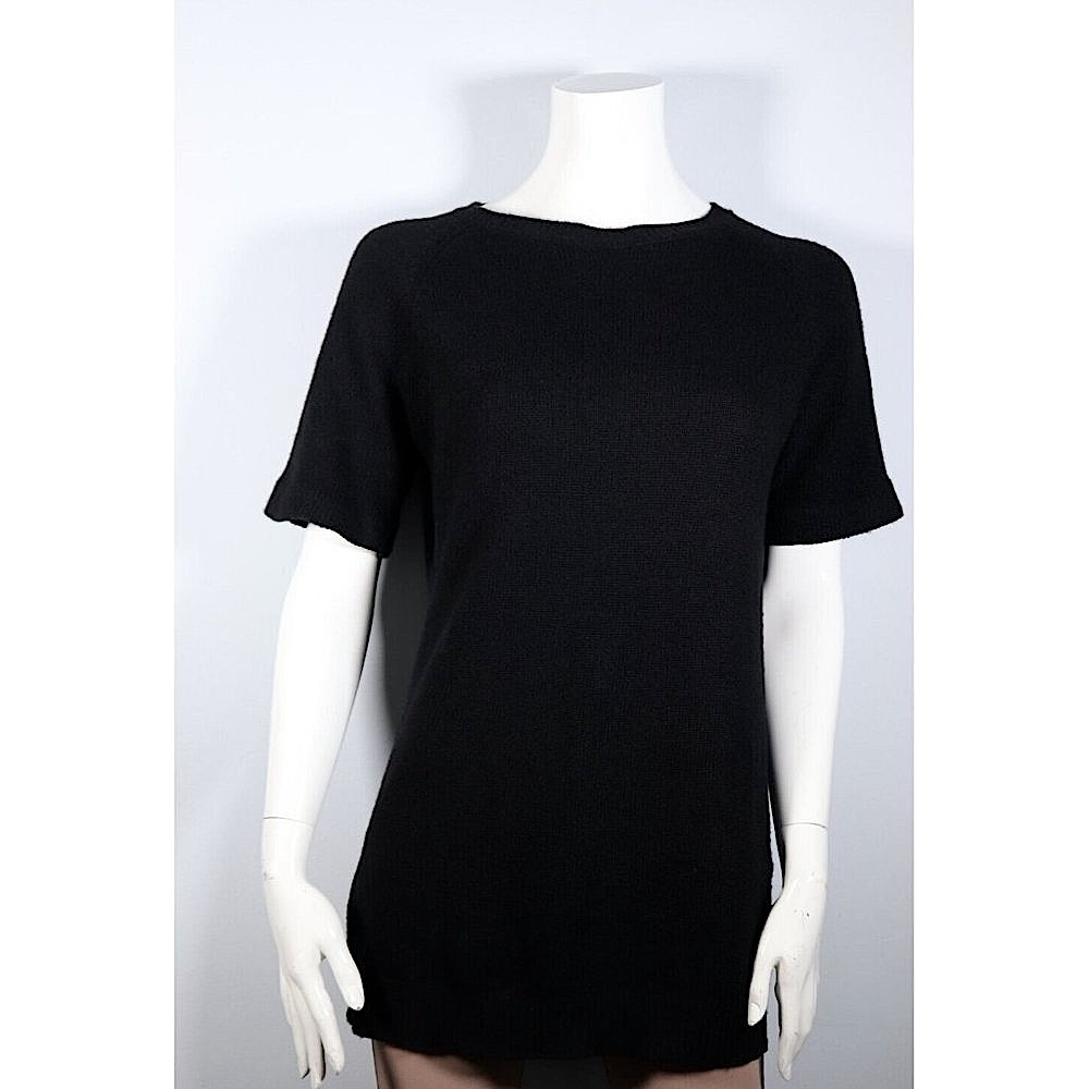 Prada Women Size 40 US2 Black Short Sleeve Crew Sweater Wool Cashmere Knit Tunic